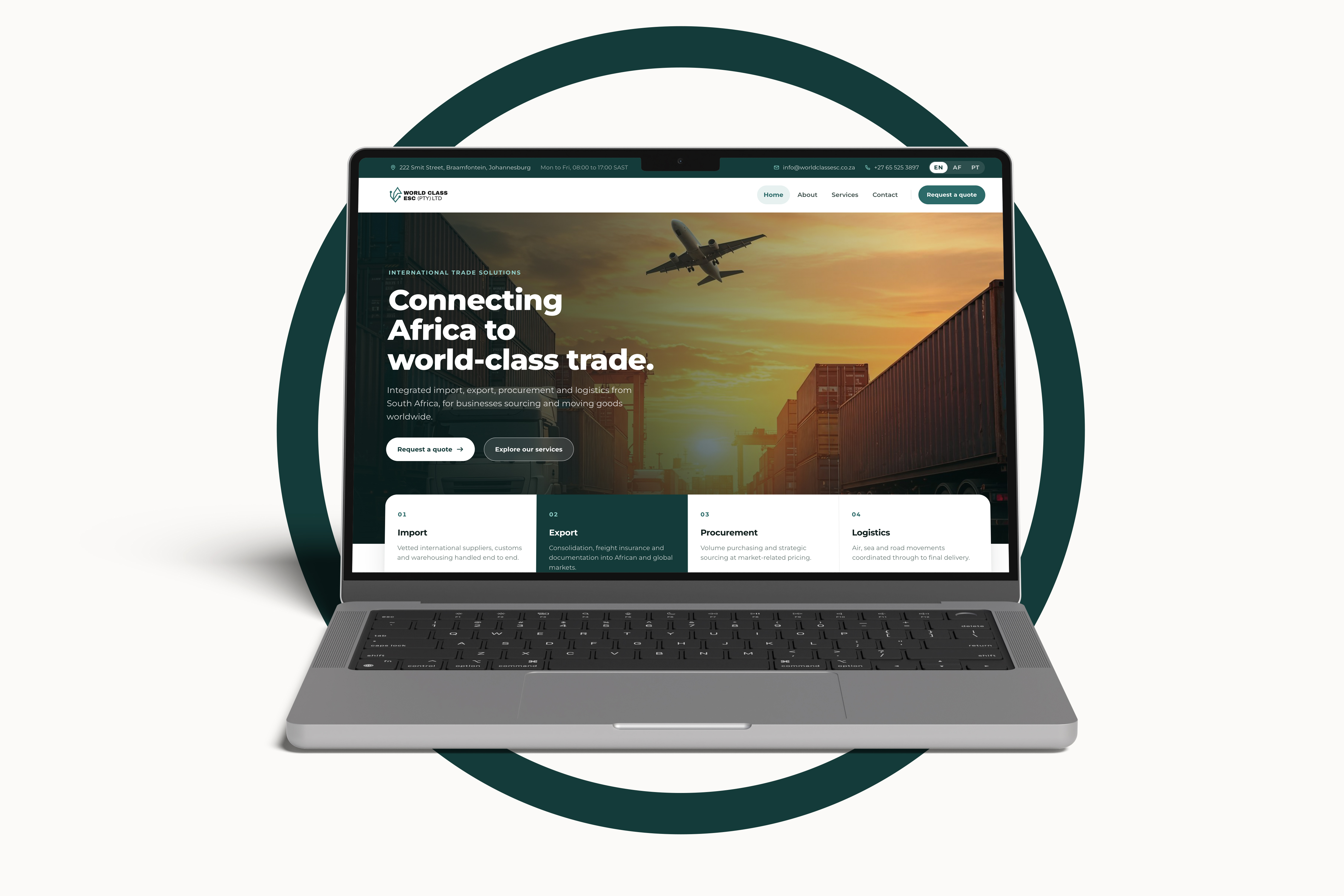 Website Empresarial para WORLD CLASS ESC (PTY) LTD
